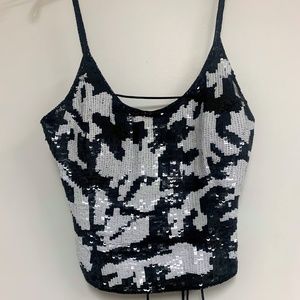 Sequin Lace Back Tank